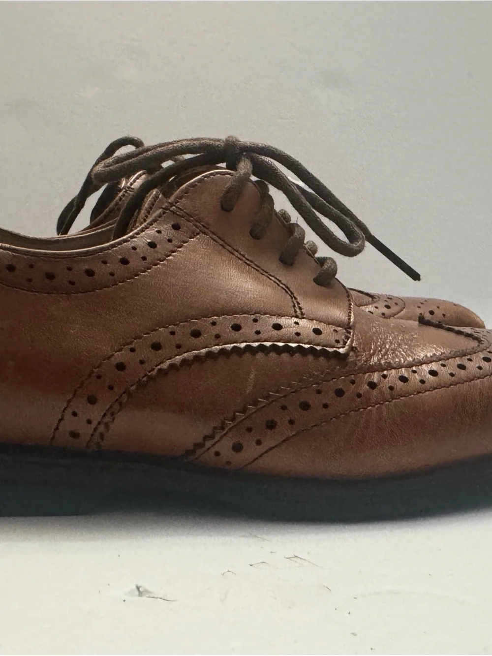 Florsheim Kids Wingtip Oxford Dress Shoes Brown Leather Boys Size 13M